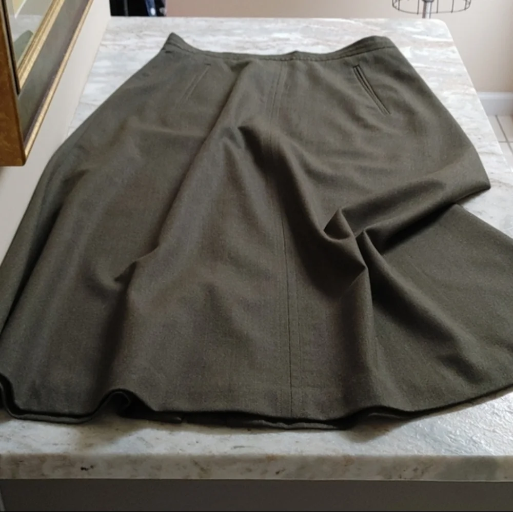 Vintage Talbots Long Green Fine Wool Riding Skirt 6 - Picture 9 of 17